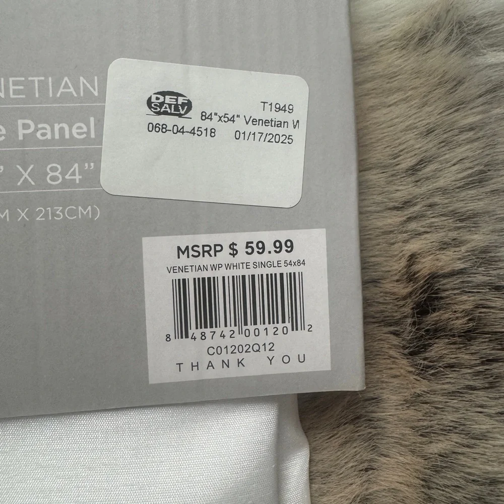NWT Lush Decor Venetian Curtain White Window Panel for 84” x 54”, White 2 PACK